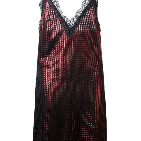 House Of Holland Chainmail Print Metallic Slip Dress with lace (Rust Color) - Picture 1 of 7
